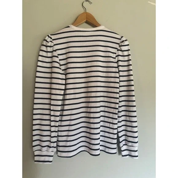 NWT Tommy Hilfiger Striped Puff Sleeve Top Preppy Coastal Chic S - Picture 4 of 7